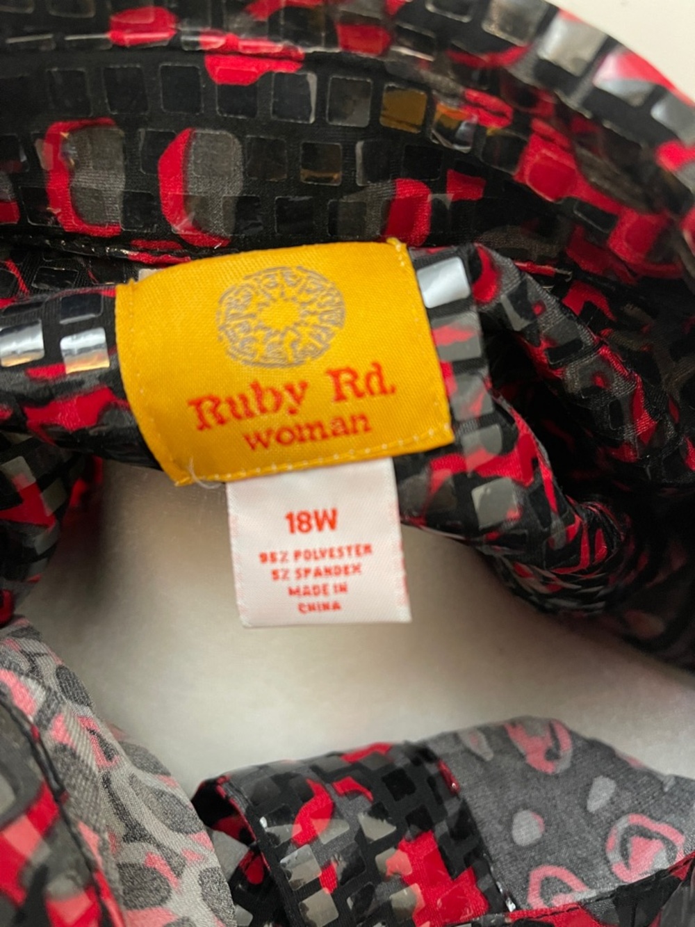 Ruby Rd. Black and Red Patterned Button-Front Shirt Jacket - Picture 2 of 7